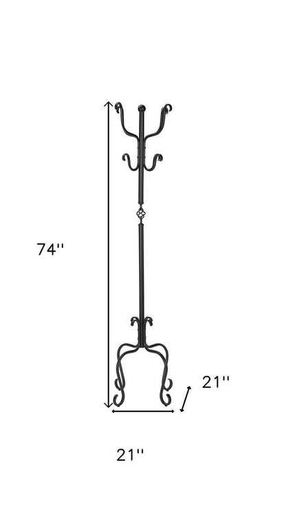 21" X 21" X 74" Black  Metal  Coat Rack