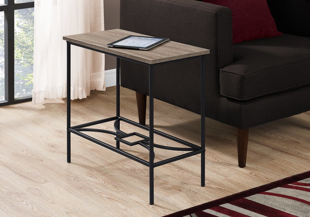24" Taupe And Black Console Table With Storage