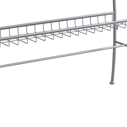 42" Clear and Silver Glass and Metal Console Table With Shelf