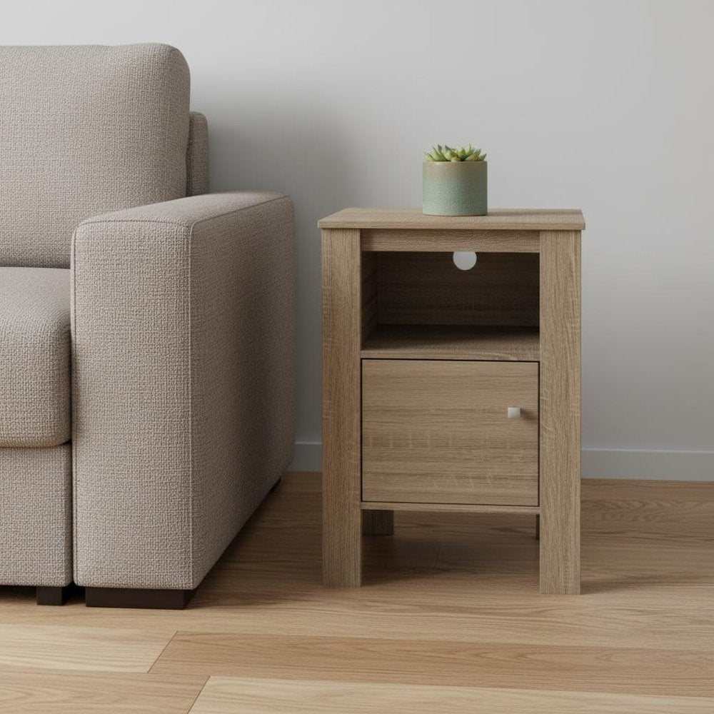 24" Taupe Wood End Table With Shelf
