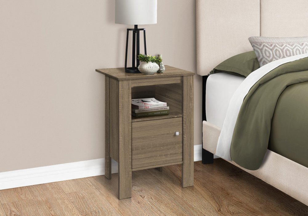 24" Taupe Wood End Table With Shelf