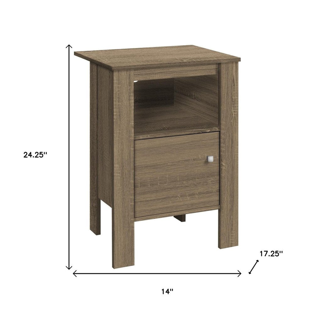 24" Taupe Wood End Table With Shelf