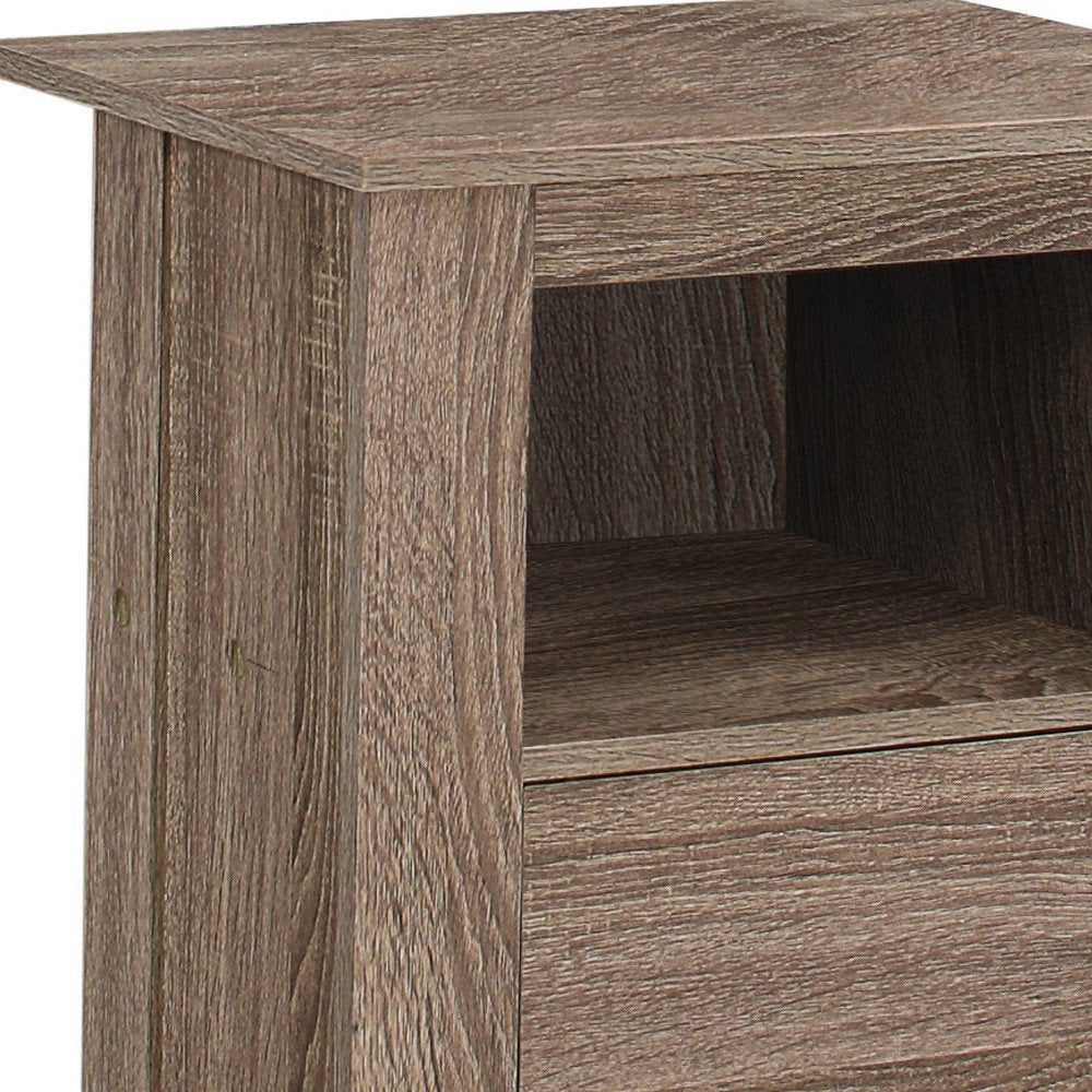 24" Taupe Wood End Table With Shelf