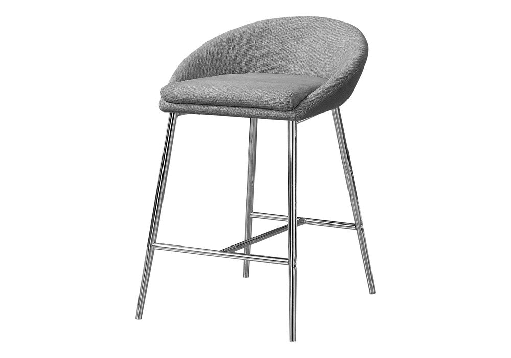 Set of Two 24" Gray and Silver Metal Low Back Bar Chairs
