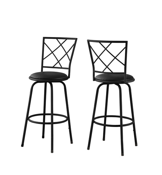 Set of Two 28" Black Metal Bar Chairs