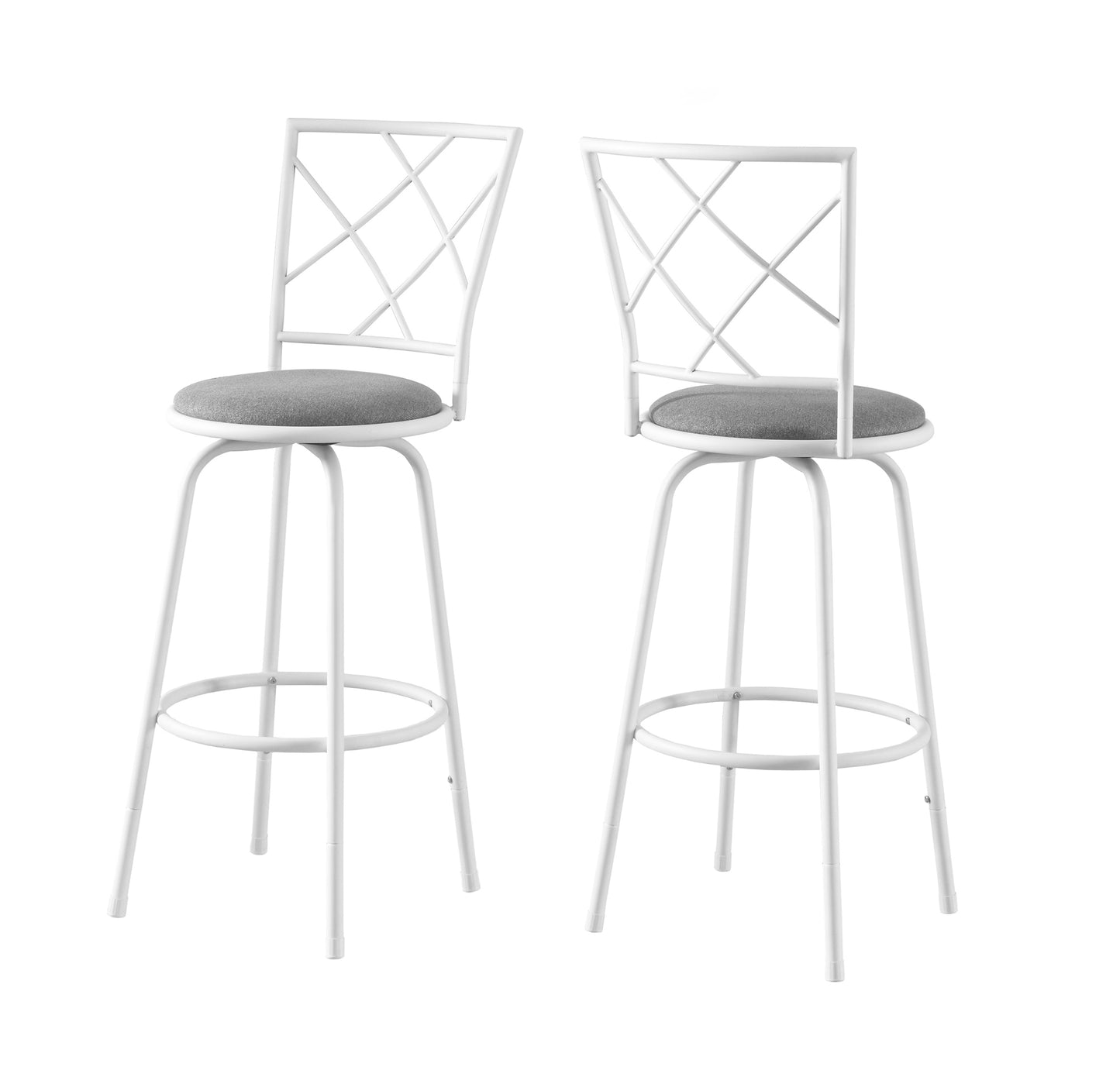 Set of Two 28" Gray and White Metal Bar Chairs