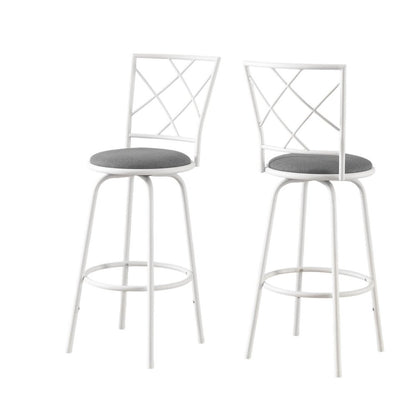 Set of Two 28" Gray and White Metal Bar Chairs