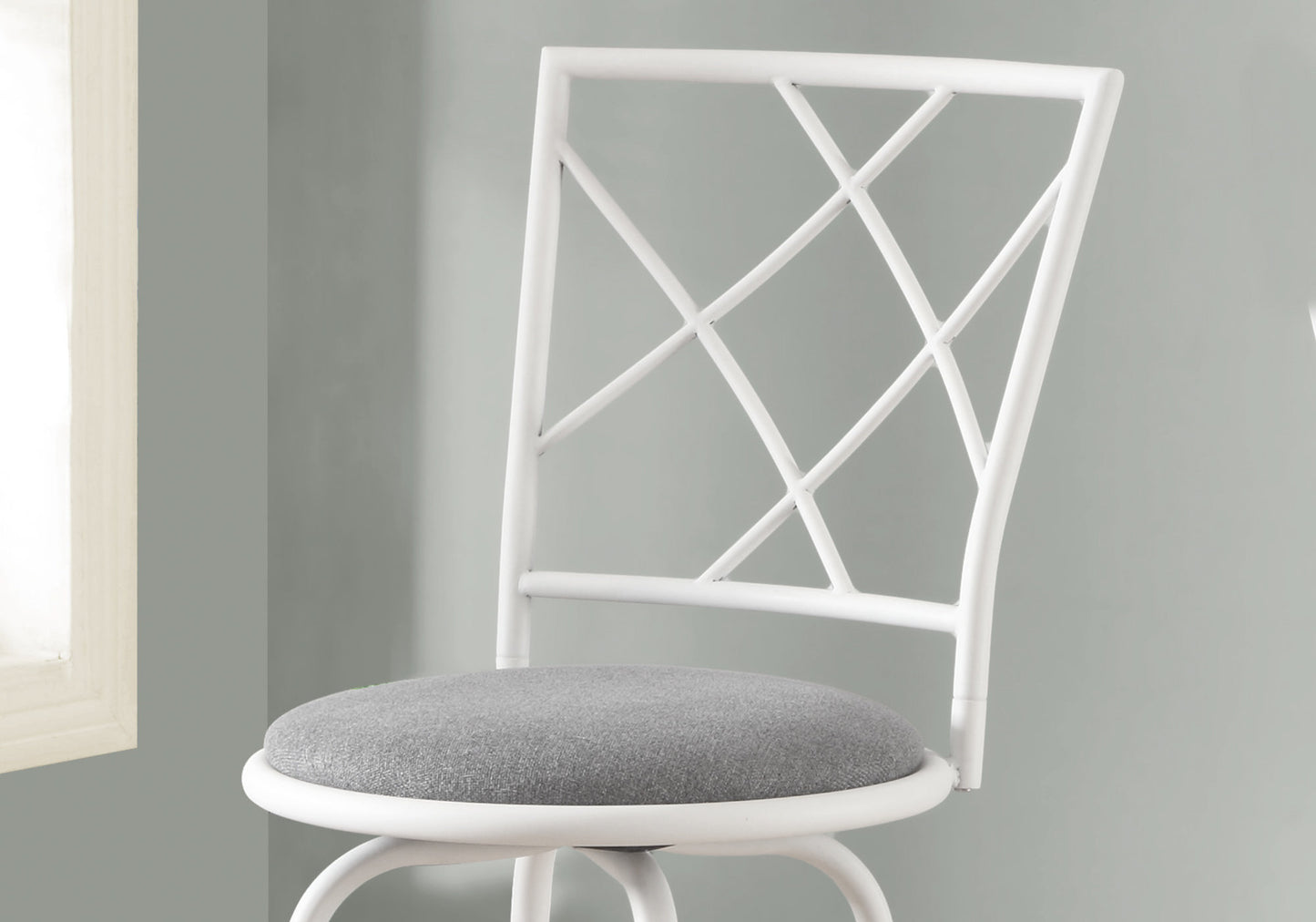 Set of Two 28" Gray and White Metal Bar Chairs
