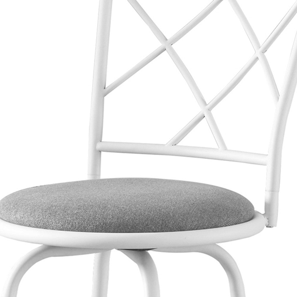 Set of Two 28" Gray and White Metal Bar Chairs