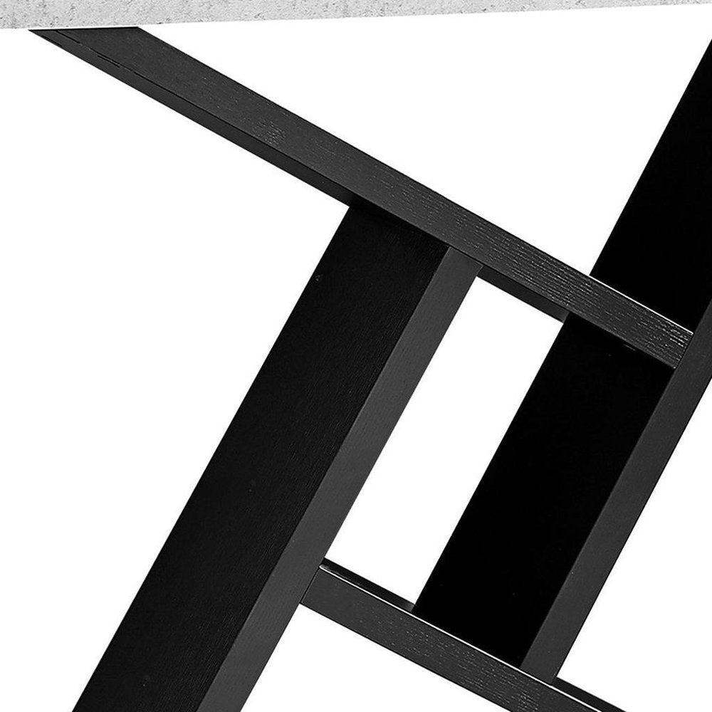 36" Gray and Black Abstract Console Table With Shelves