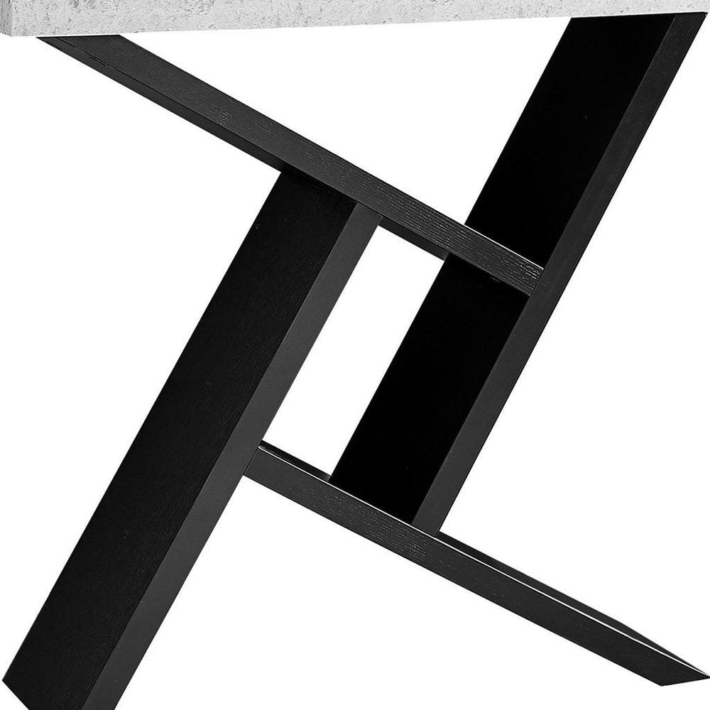 36" Gray and Black Abstract Console Table With Shelves
