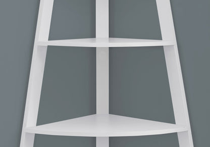 White Wood Four Tier Corner Bookcase