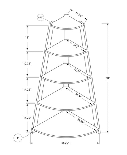 White Wood Four Tier Corner Bookcase