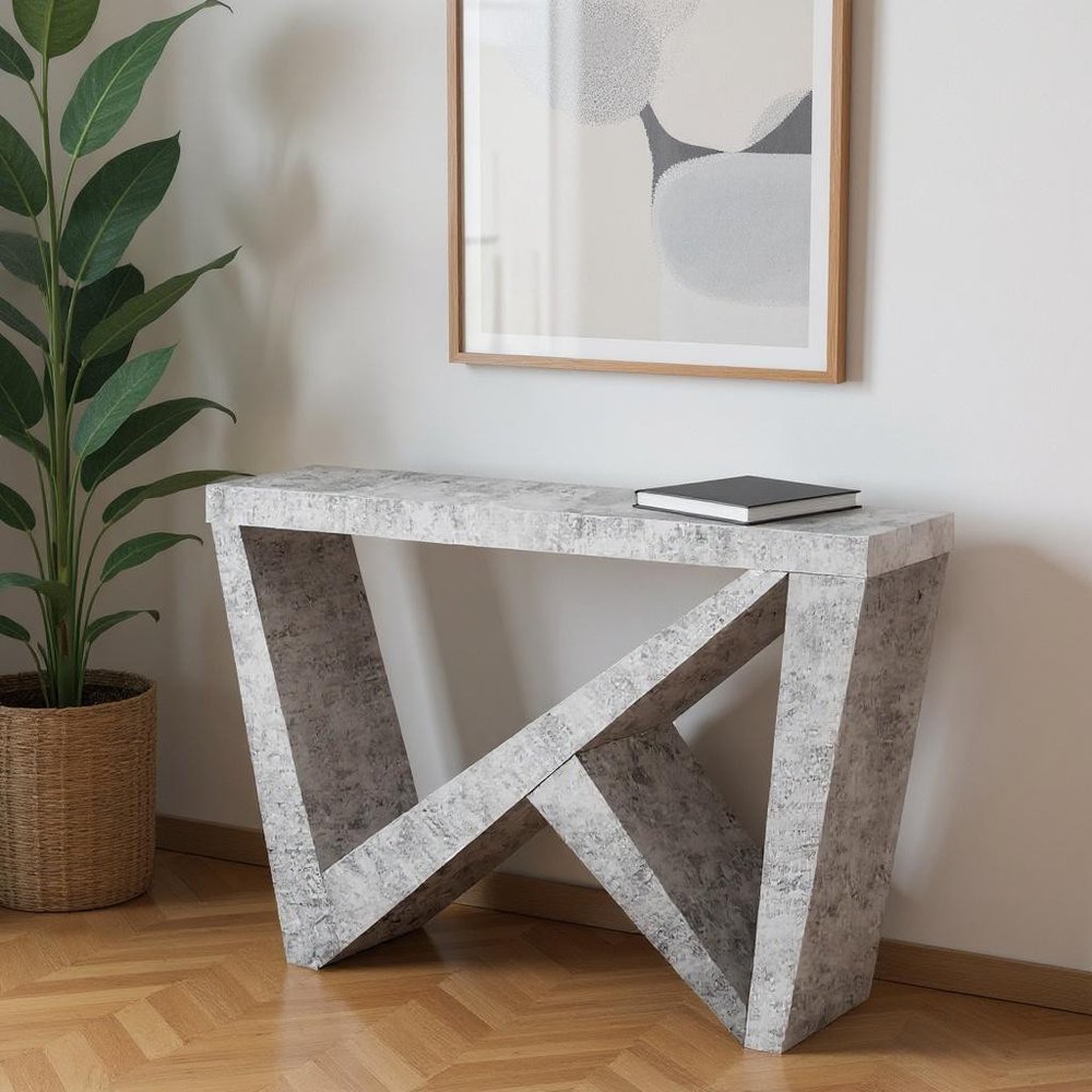 47" Gray Abstract Console Table