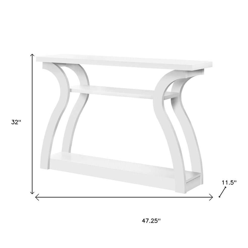 47" White Floor Shelf Console Table With Shelves