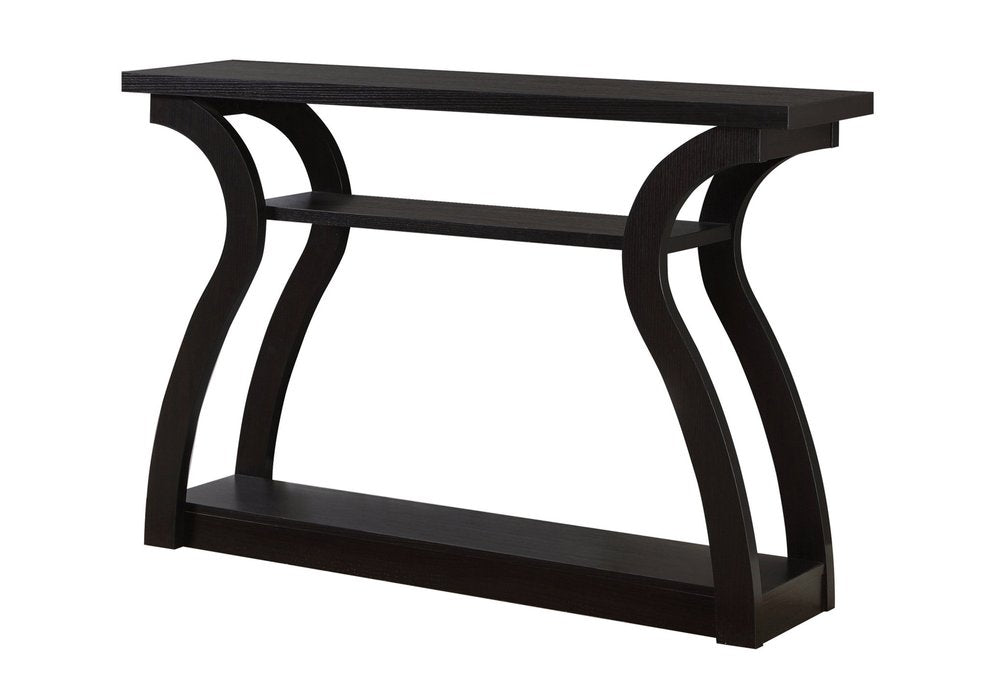 47" Espresso Floor Shelf Console Table With Storage