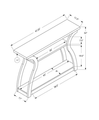 47" Espresso Floor Shelf Console Table With Storage