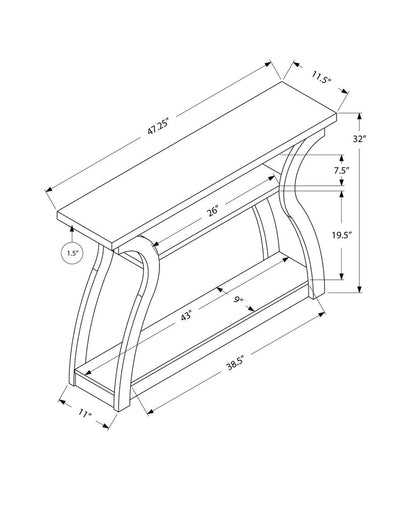 47" Taupe Floor Shelf Console Table With Storage