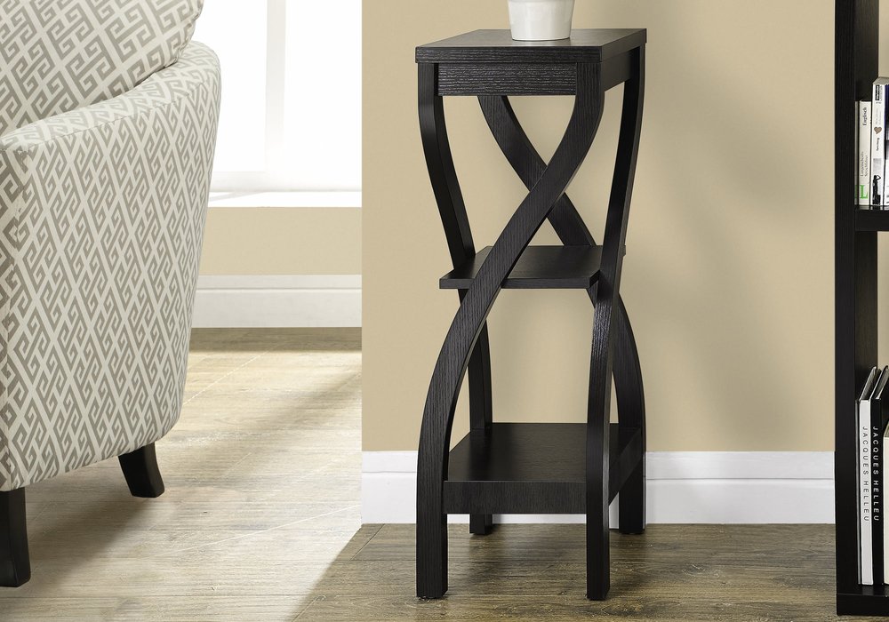 32" Deep Taupe Wood Square End Table With Two Shelves