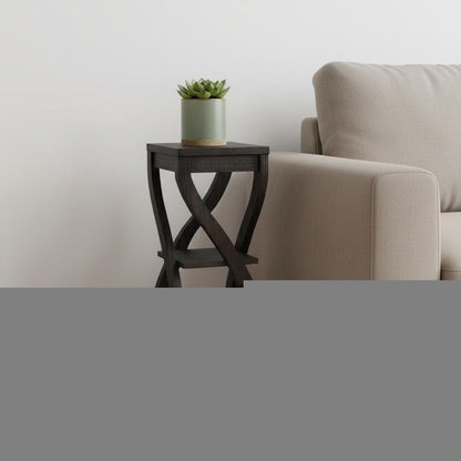32" Deep Taupe Wood Square End Table With Two Shelves