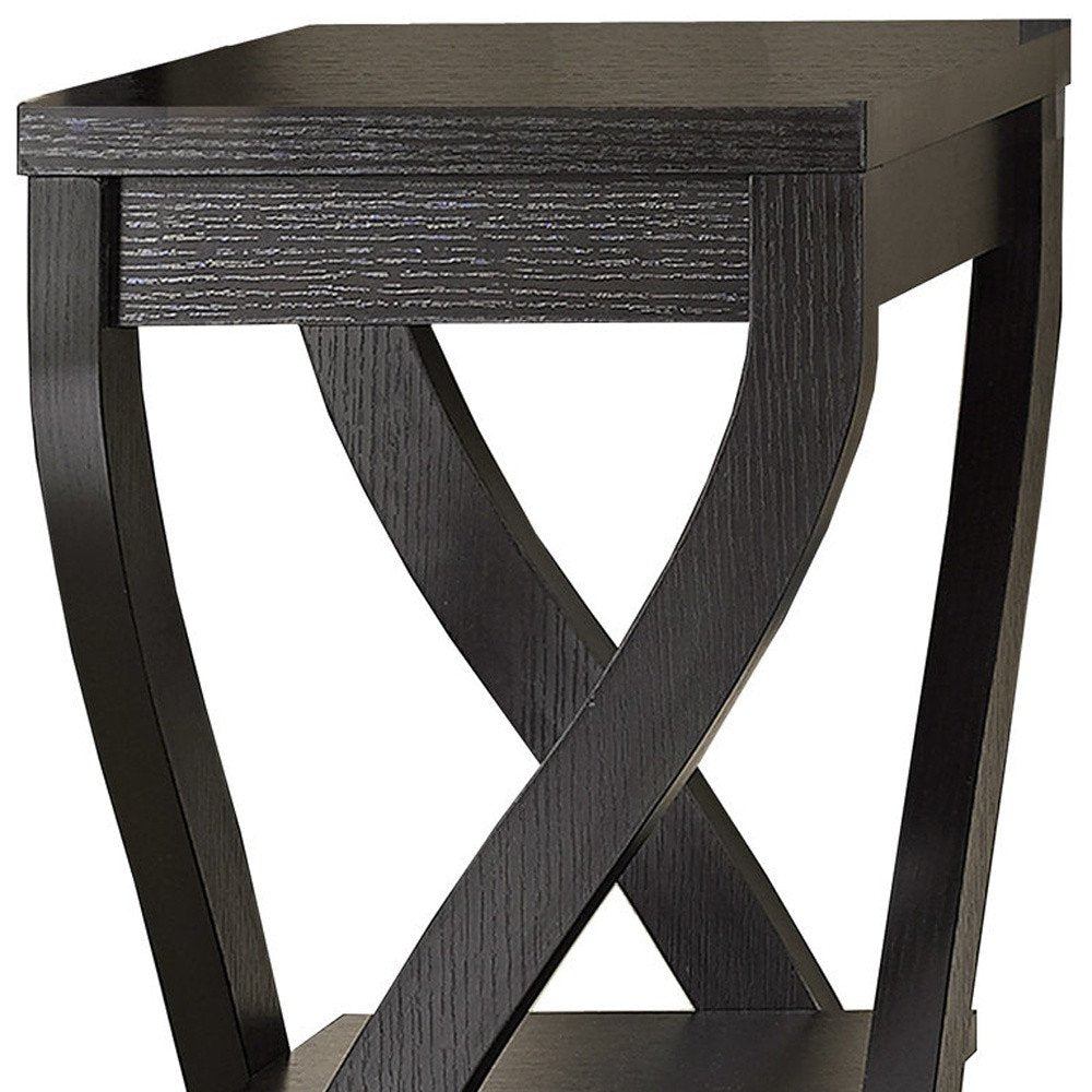 32" Deep Taupe Wood Square End Table With Two Shelves