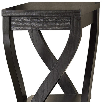 32" Deep Taupe Wood Square End Table With Two Shelves