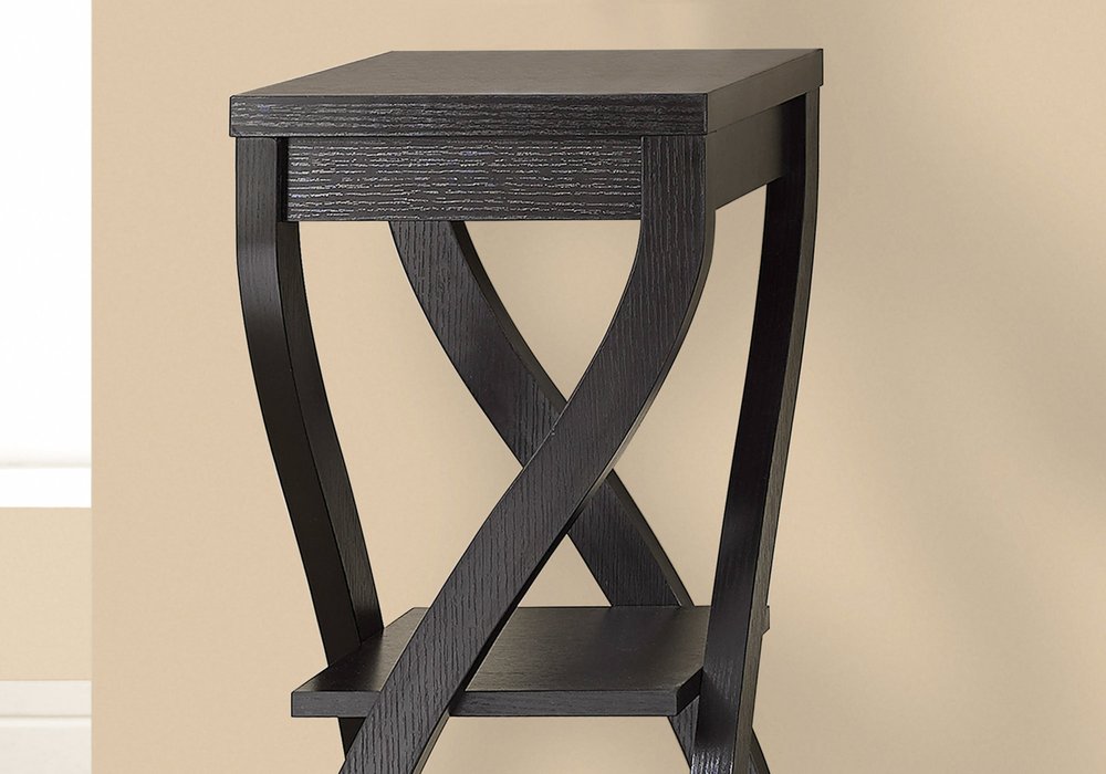 32" Deep Taupe Wood Square End Table With Two Shelves