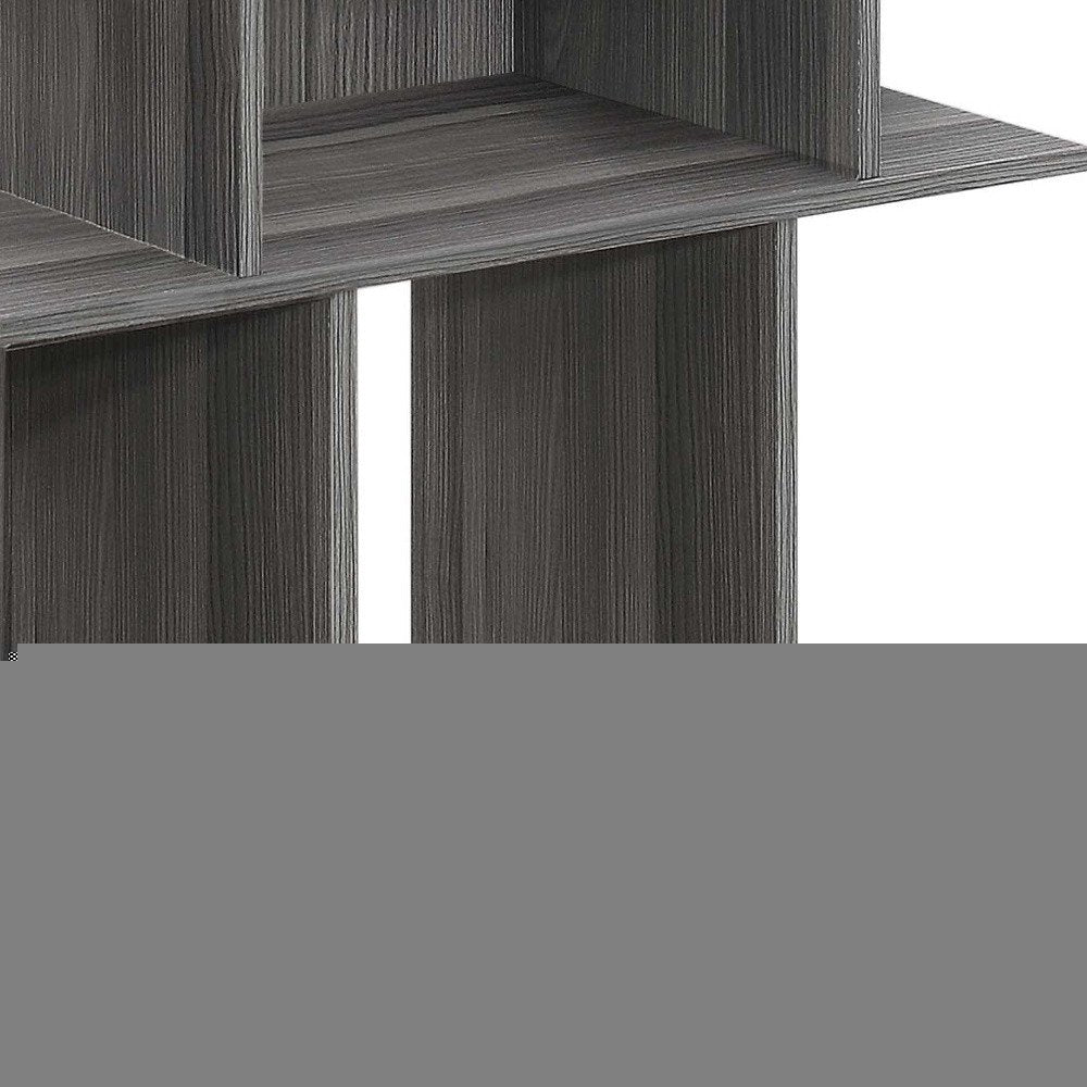 24" Dark Gray Wood End Table With Six Open Shelves