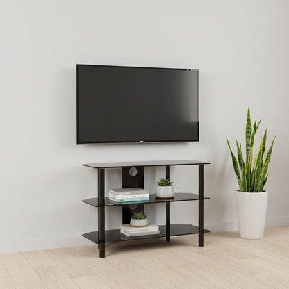 36" Black Metal Open Shelving TV Stand