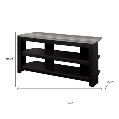 42" Black and Gray Open Shelving TV Stand
