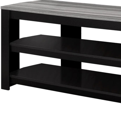 42" Black and Gray Open Shelving TV Stand