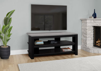 42" Black and Gray Open Shelving TV Stand