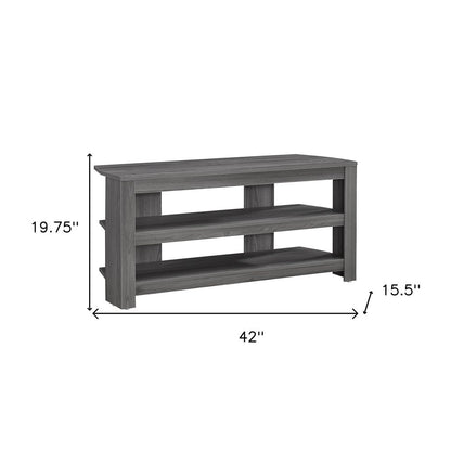 42" Black and Gray Open Shelving TV Stand