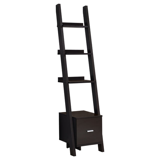Brown Wood Four Tier Ladder Bookcase