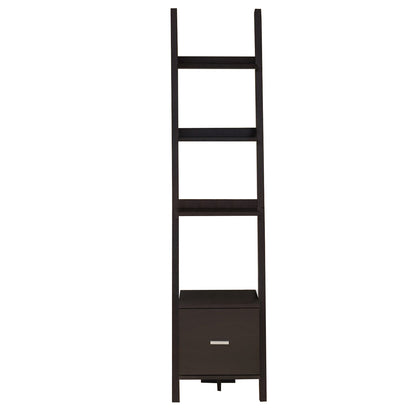 Brown Wood Four Tier Ladder Bookcase