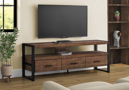 59" Brown and Black Cabinet Enclosed Storage TV Stand