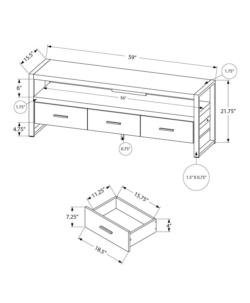 59" Brown and Black Cabinet Enclosed Storage TV Stand