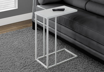 18.25" X 10.25" X 24" White Metal Tempered Glass Accent Table