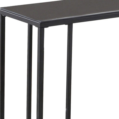 18.25" X 10.25" X 24" Black Metal Tempered Glass Accent Table
