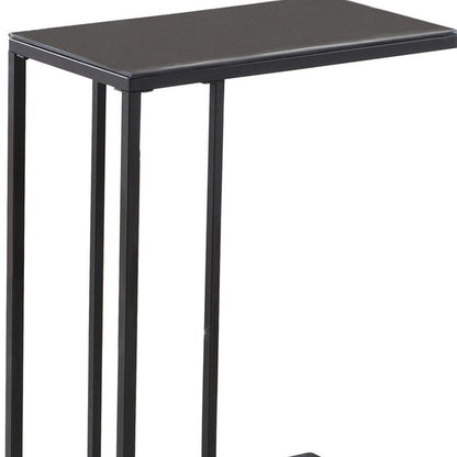 18.25" X 10.25" X 24" Black Metal Tempered Glass Accent Table