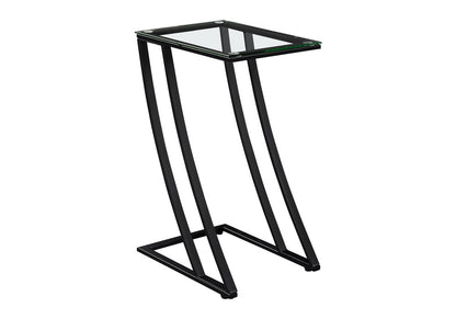 15.75" X 12" X 24" Black Clear Metal Tempered Glass Accent Table