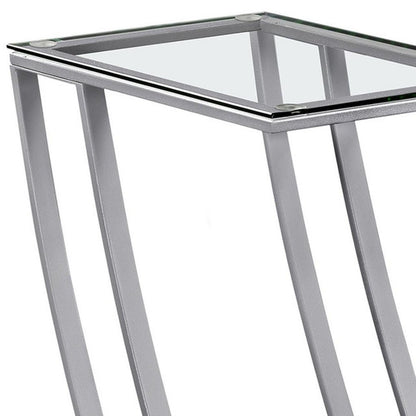 15.75" X 12" X 24" Black Clear Metal Tempered Glass Accent Table