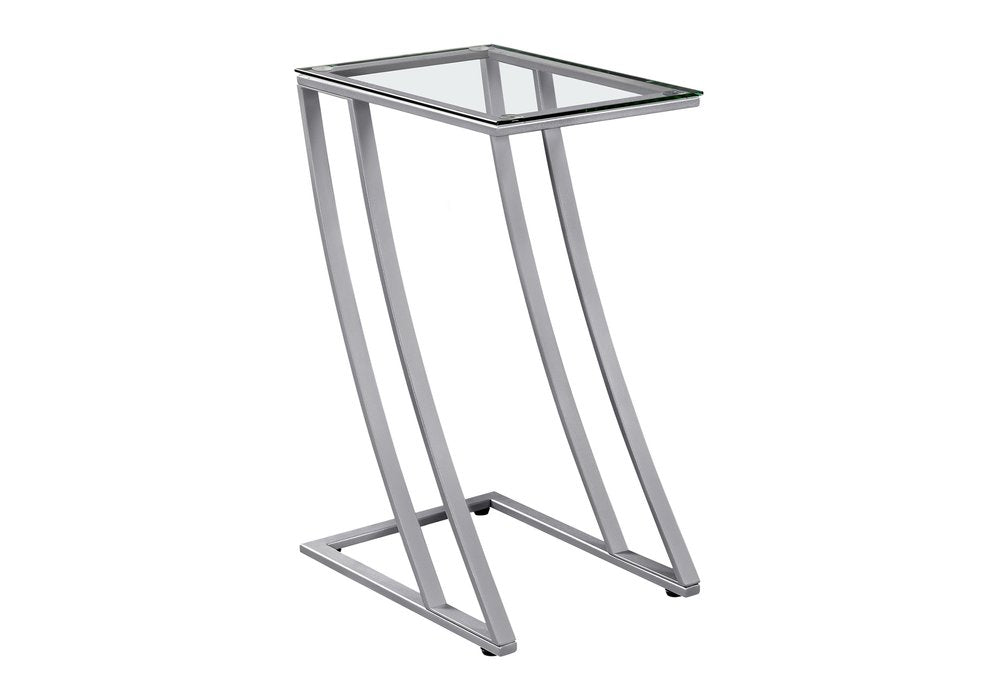 15.75" X 12" X 24" Black Clear Metal Tempered Glass Accent Table