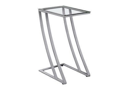 15.75" X 12" X 24" Black Clear Metal Tempered Glass Accent Table