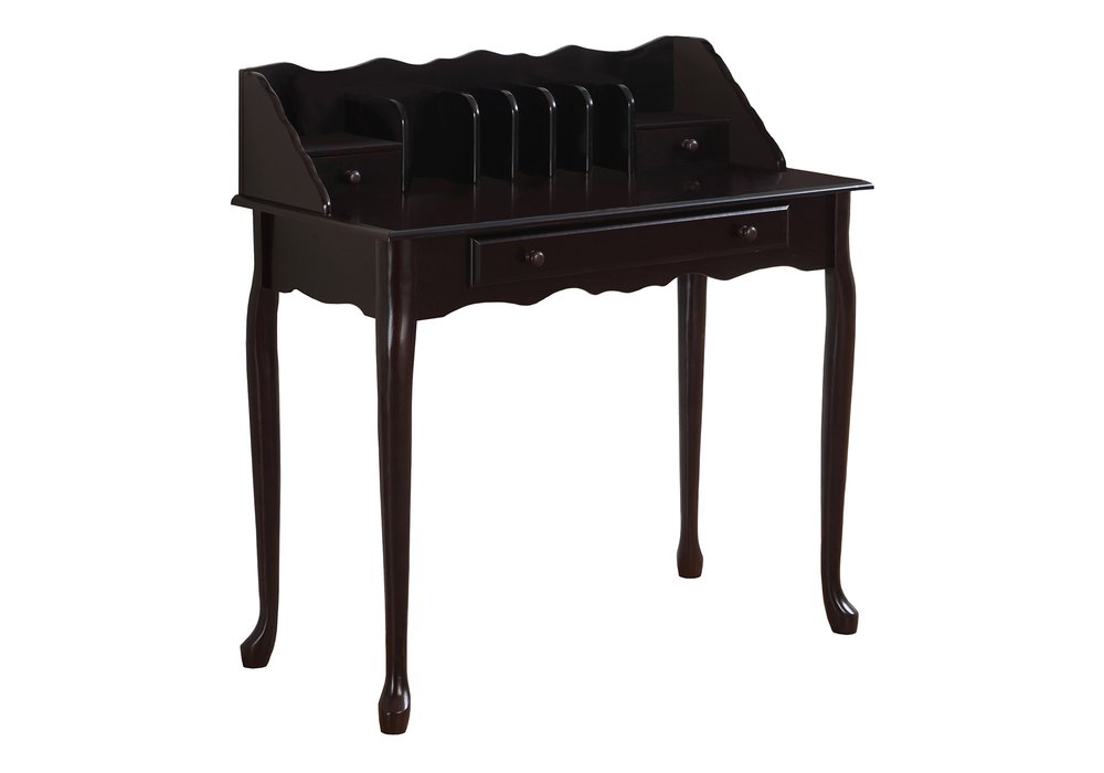 36" Dark Brown Solid Wood Computer Desk With Three Drawers