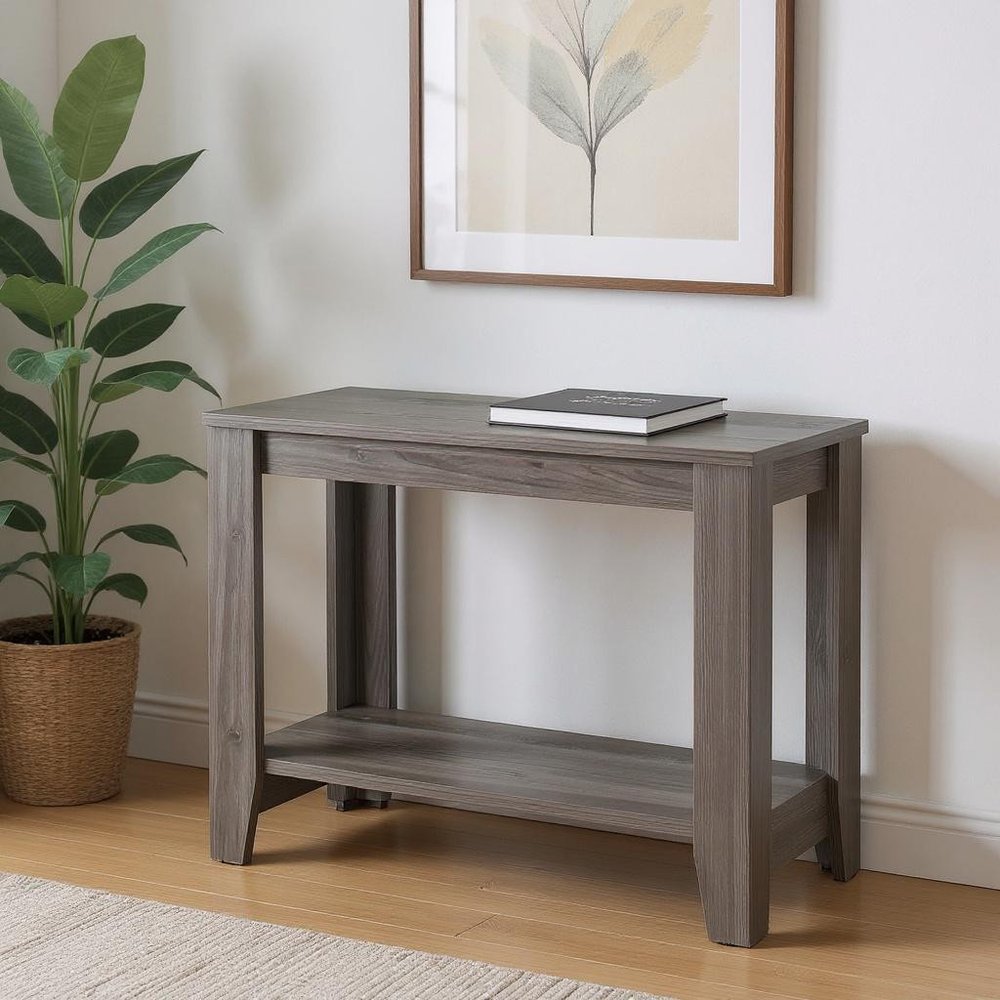 24" Gray Console Table With Storage