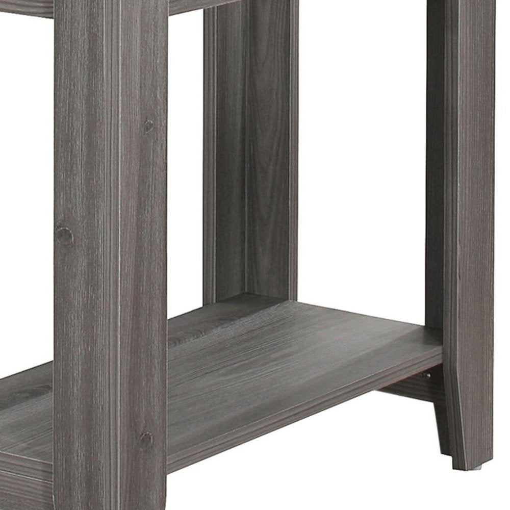 22" Gray Wood End Table With Shelf