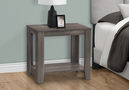 22" Gray Wood End Table With Shelf