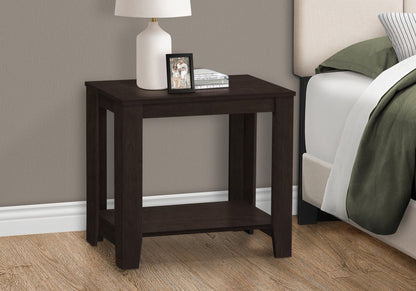 22" Dark Brown Wood End Table With Shelf