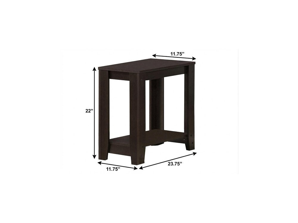 22" Dark Brown Wood End Table With Shelf